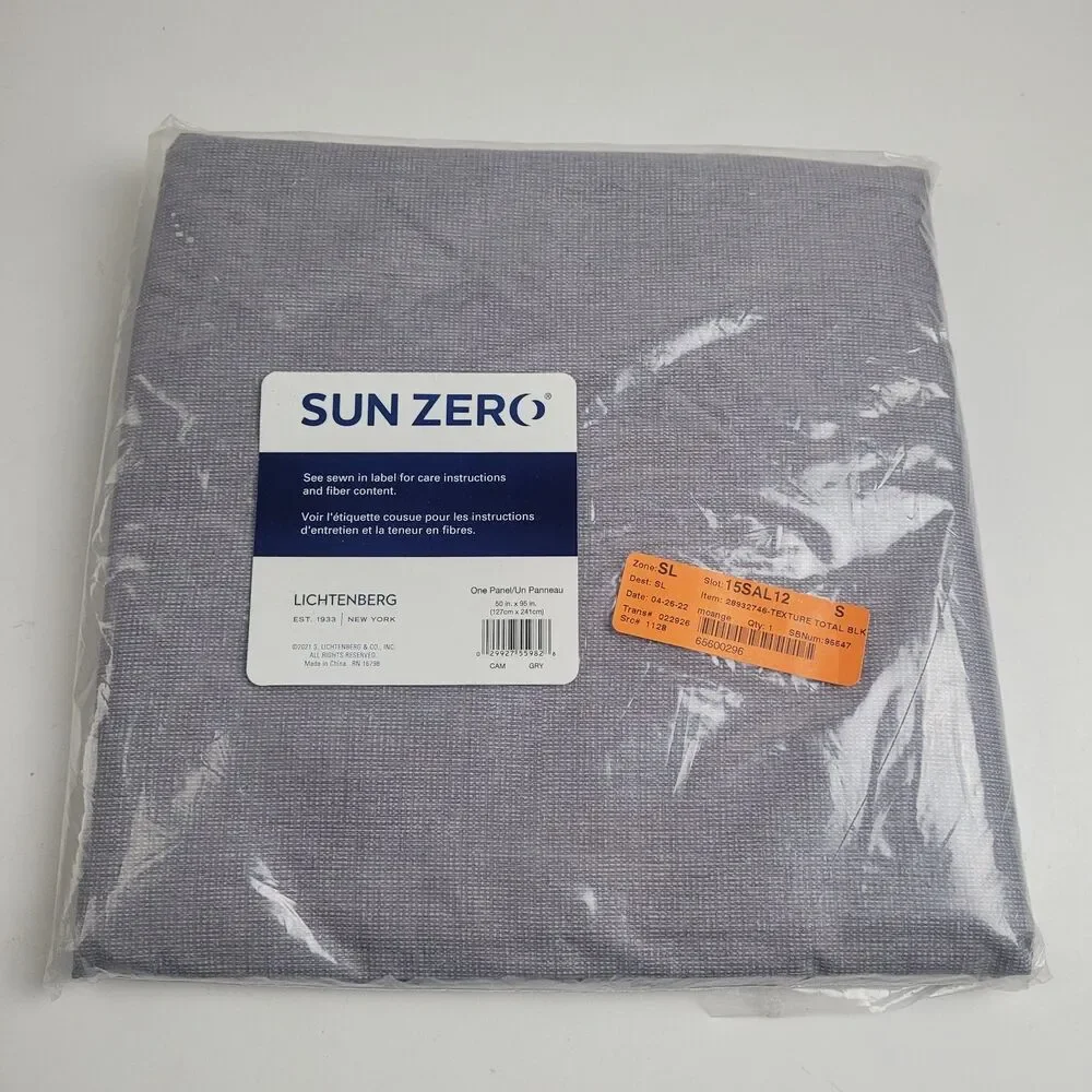 NEW Sun Zero 50 x 95 Tab top One curtain panel 'Gray' #CT17